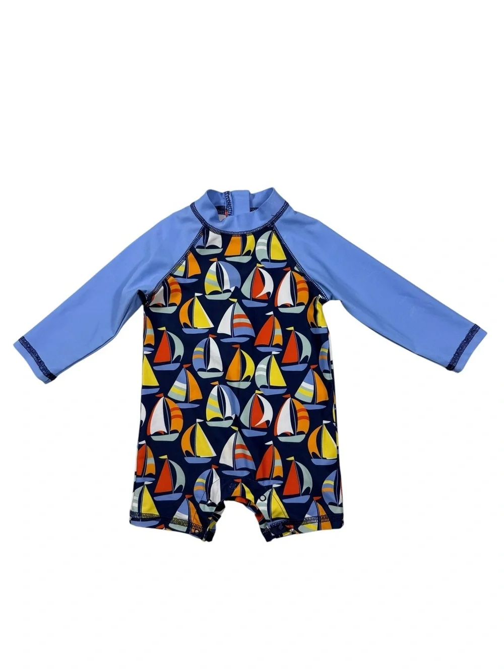Little Me Infant Blue Sailboat Rash Guard Swim One-Piece
